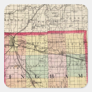 Map of Ingham County, Michigan Square Sticker