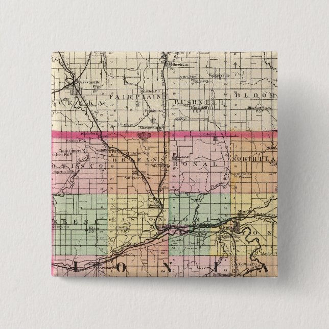 Map of Ionia County, Michigan 15 Cm Square Badge (Front)