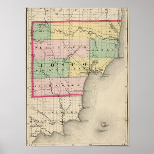 Map of Iosco County, Michigan Poster