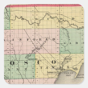 Map of Iosco County, Michigan Square Sticker