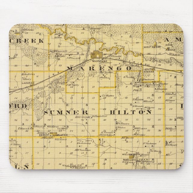 Map of Iowa County, State of Iowa Mouse Mat (Front)