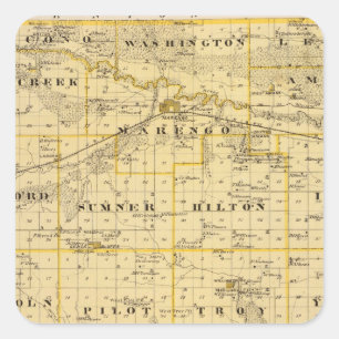 Map of Iowa County, State of Iowa Square Sticker