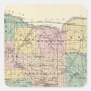 Map of Iowa County, State of Wisconsin Square Sticker