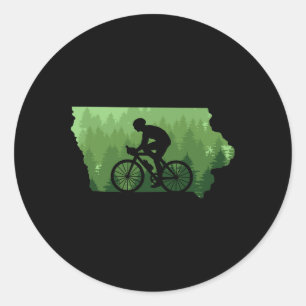 Map Of Iowa Mountain Bike Rider Mtb Biking Mountai Classic Round Sticker