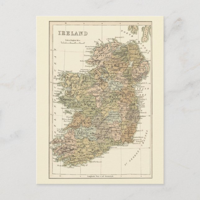 Map of Ireland 1862 Wedding Save The Date Announcement Postcard (Front)