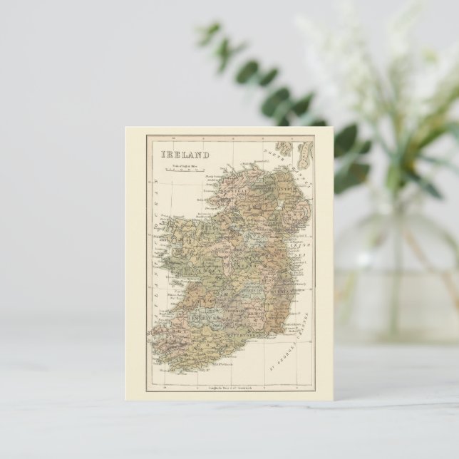 Map of Ireland 1862 Wedding Save The Date (Wide) Announcement Postcard (Standing Front)