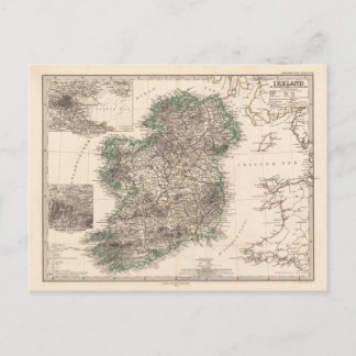 Map of Ireland (1876) Postcard