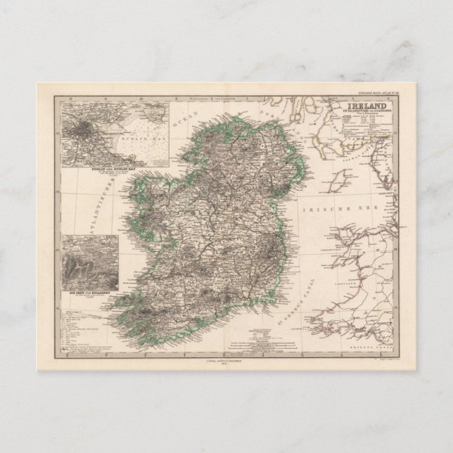 Map of Ireland (1876) Postcard (Front)