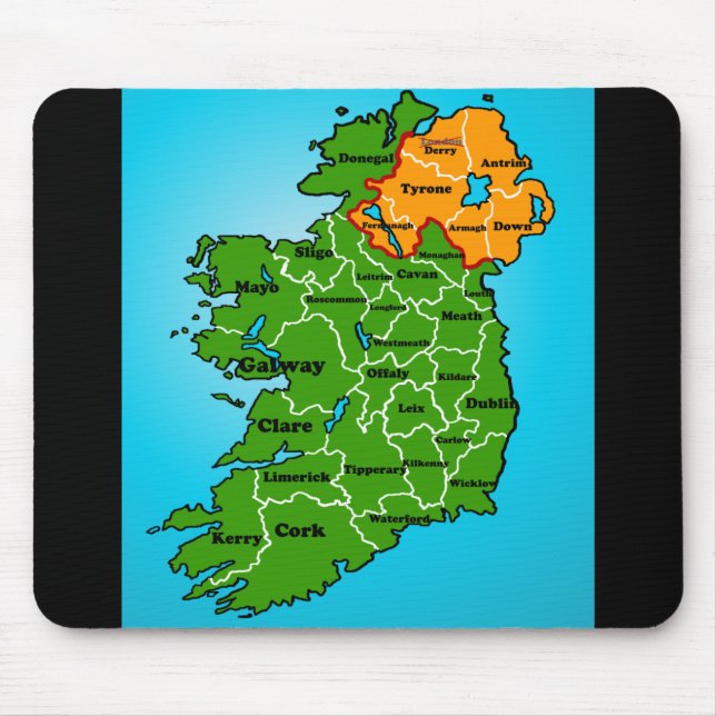 Map of Ireland (counties) Mouse Mat (Front)