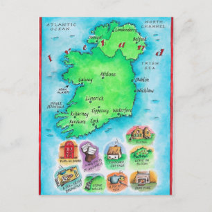 Map of Ireland Postcard