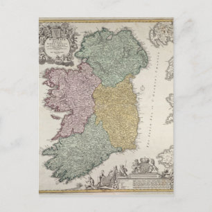Map of Ireland showing the Provinces of Ulster Postcard