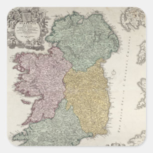 Map of Ireland showing the Provinces of Ulster Square Sticker