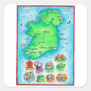 Map of Ireland Square Sticker