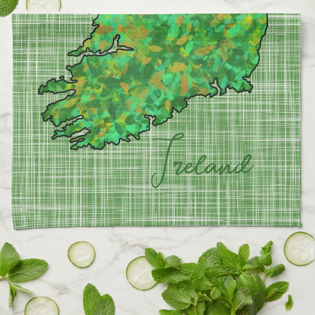 Map of Ireland St. Patrick's Day Tea Towel (Folded)