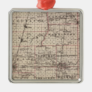 Map of Iroquois County Metal Tree Decoration