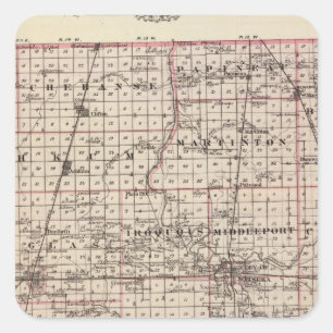 Map of Iroquois County Square Sticker