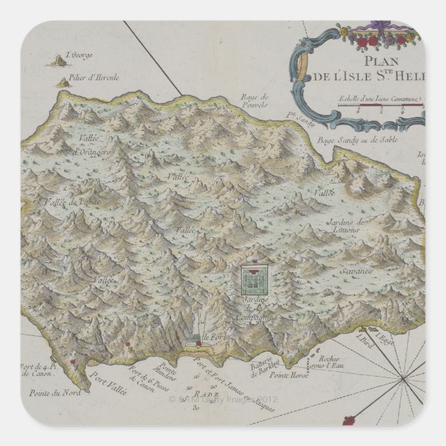 Map of Island of St. Helena Square Sticker (Front)