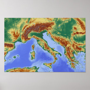 Map of Italy Alpine Region Poster