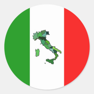 Map of Italy and Italian Flag Classic Round Sticker