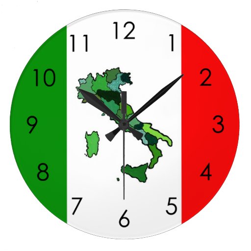 Image of Map of Italy and Italian Flag Large Clock