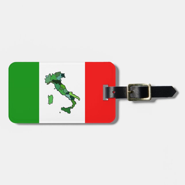Map of Italy and Italian Flag. Luggage Tag (Front Horizontal)