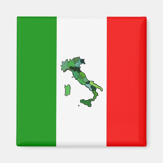 Map of Italy and Italian Flag Magnet (Front)