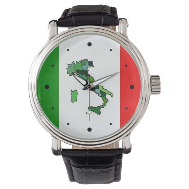 Map of Italy and Italian Flag Watch (Front)
