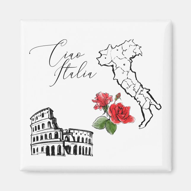 *~* Map of Italy Ciao Italia Italian Language Magnet (Front)