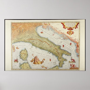 Map of Italy in 1500 Poster