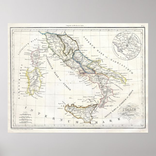 Map of Italy in Ancient Roman Times Poster (Front)
