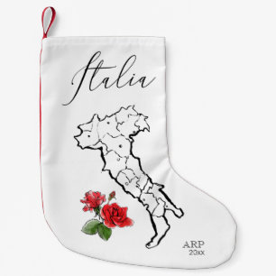 *~* Map of Italy Italia Italian Language Roses Small Christmas Stocking