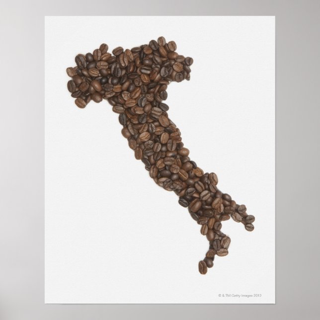 Map of Italy made of Coffee Beans Poster (Front)