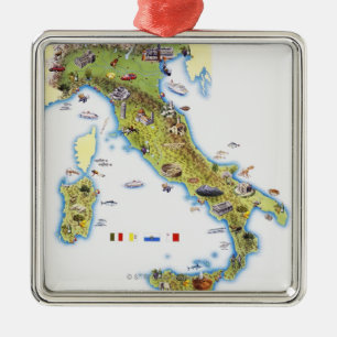 Map of Italy Metal Tree Decoration