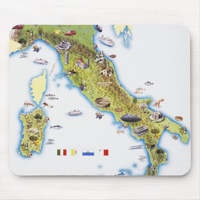 Map of Italy Mouse Mat (Front)