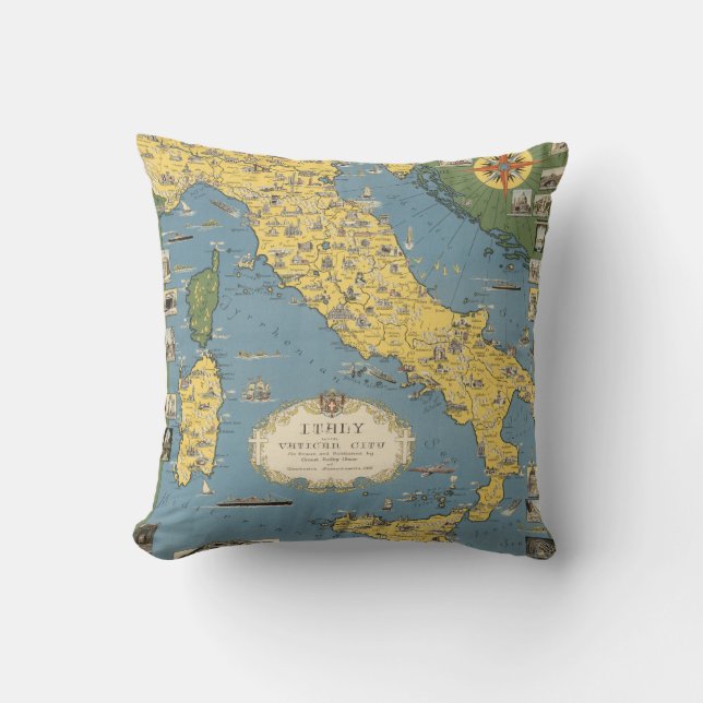 Map of Italy with Vatican City Cushion (Front)