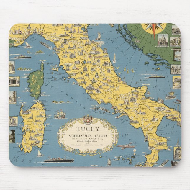 Map of Italy with Vatican City Mouse Mat (Front)