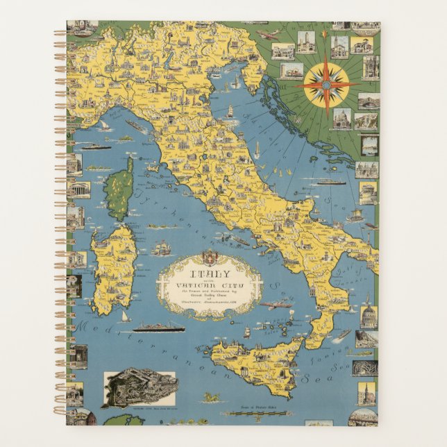 Map of Italy with Vatican City Planner (Front)