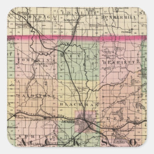 Map of Jackson County, Michigan Square Sticker