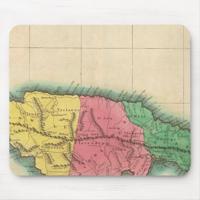 Map Of Jamaica Mouse Mat (Front)