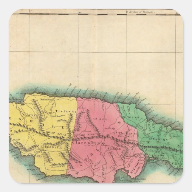 Map Of Jamaica Square Sticker (Front)
