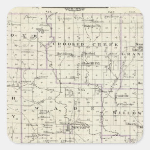 Map of Jasper County, Lawrenceville Square Sticker