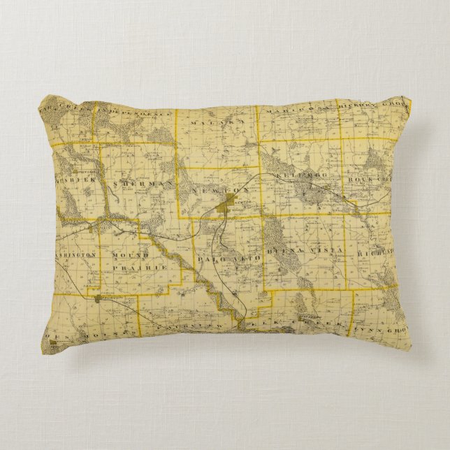 Map of Jasper County, State of Iowa Decorative Cushion (Front)