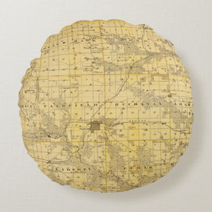 Map of Jefferson County, State of Iowa Round Cushion