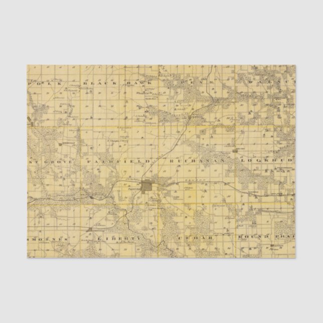 Map of Jefferson County, State of Iowa Tissue Paper (Front)