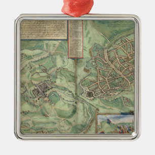 Map of Jerusalem, from 'Civitates Orbis Terrarum' Metal Tree Decoration