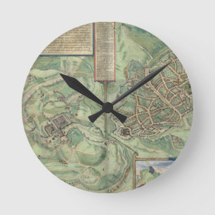 Map of Jerusalem, from 'Civitates Orbis Terrarum' Round Clock