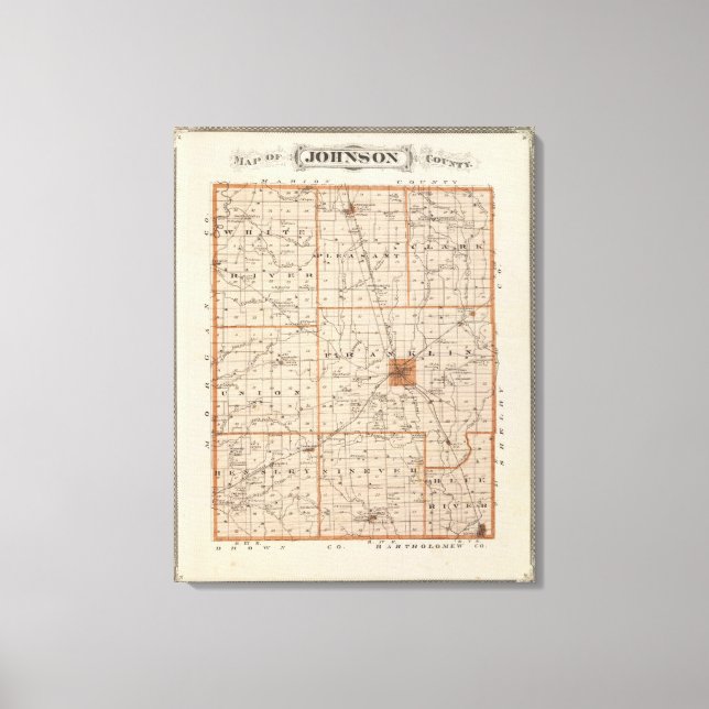 Map of Johnson County Canvas Print (Front)