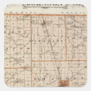 Map of Johnson County Square Sticker
