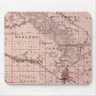 Map of Johnson County, State of Iowa Mouse Mat
