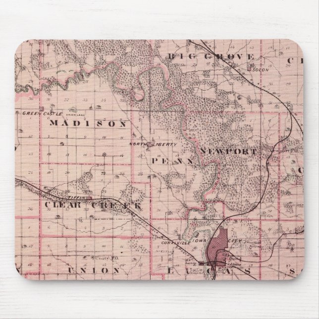 Map of Johnson County, State of Iowa Mouse Mat (Front)